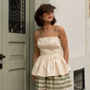 Nwt Antonio Melani x The Style Bungalow Paloma Peplum Square Neck Blouse